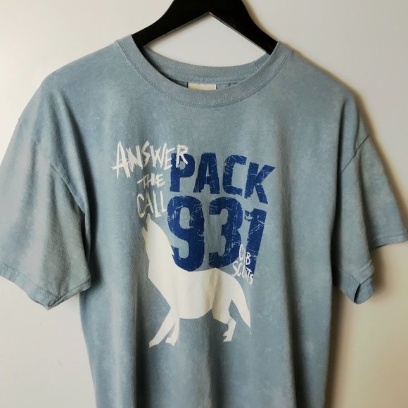 Hanes Answer The Call Cub Scouts Bleached T Shirt Wolf Animal Graphic Tee Large - Picture 8 of 9